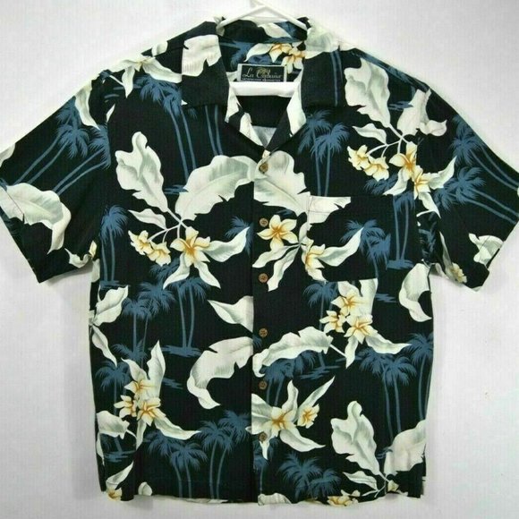 La Cabana Other - La Cabana Mens L Hawaiian Shirt Black Floral Rayon
